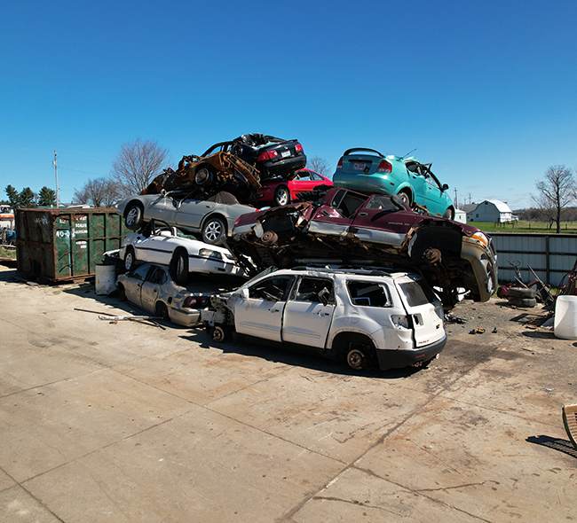 cars in junk yard